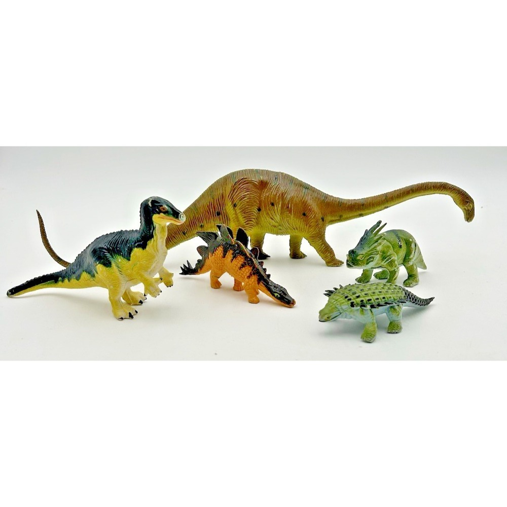 Lot of‎ 5 Larami Dinosaur Toy Figures Diplodocus Stegosaurus Iguanodon + 2 more